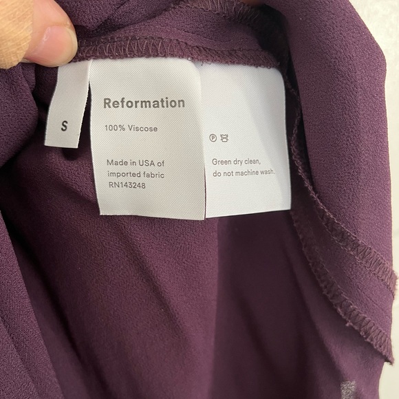 Reformation Rowan Smocked Crepe Long Sleeve Dress in Blackberry - Picture 5 of 7